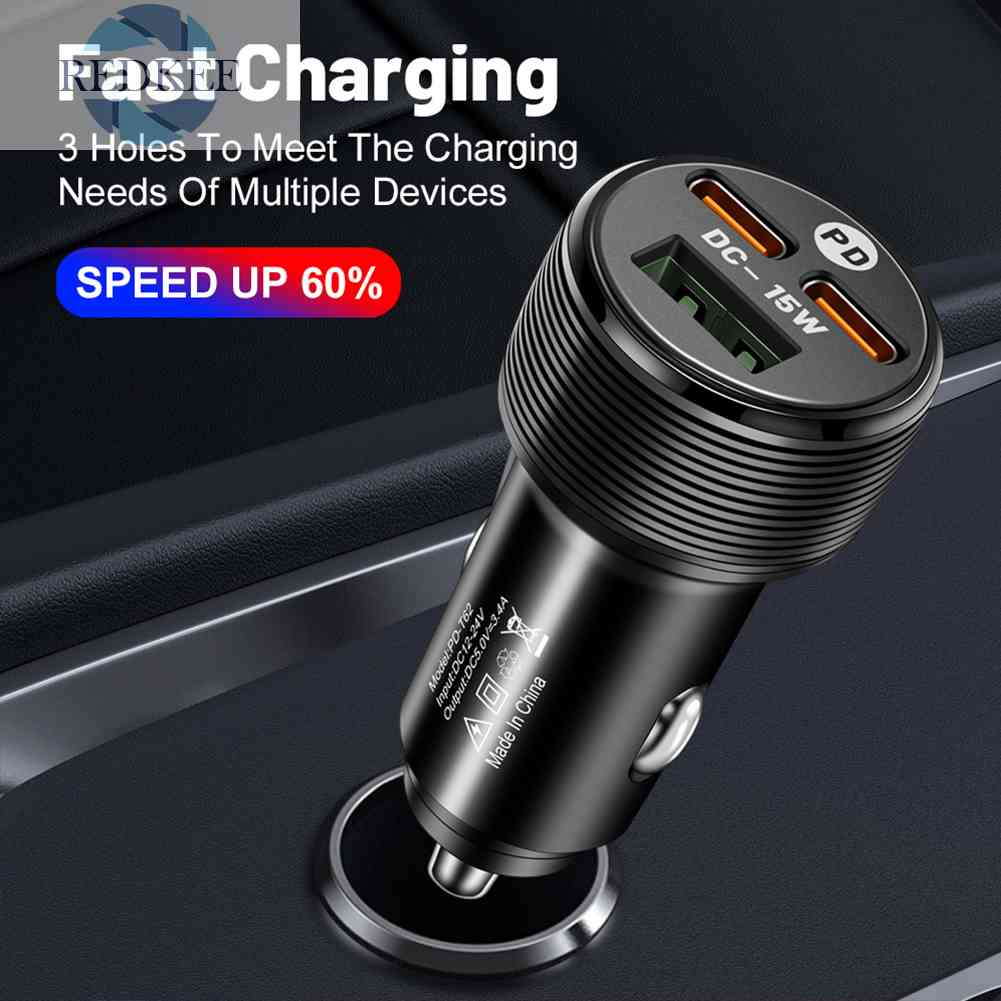 Tẩu Sạc Trên Ô Tô 3 Cổng USB PD Type-C 5V 3A Cho iPhone 14 Pro