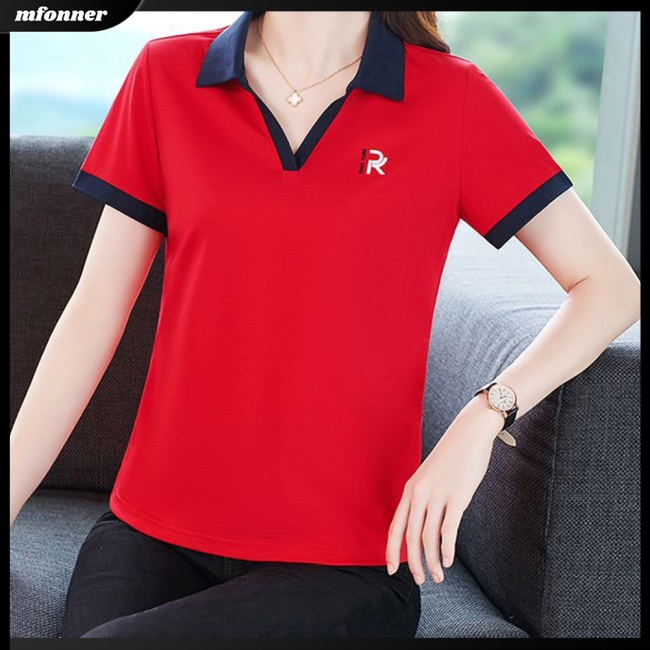 Áo Thun Thể Thao Tay Ngắn Màu Sắc Tương Phản Thời Trang Mùa Hè Cho Nữ