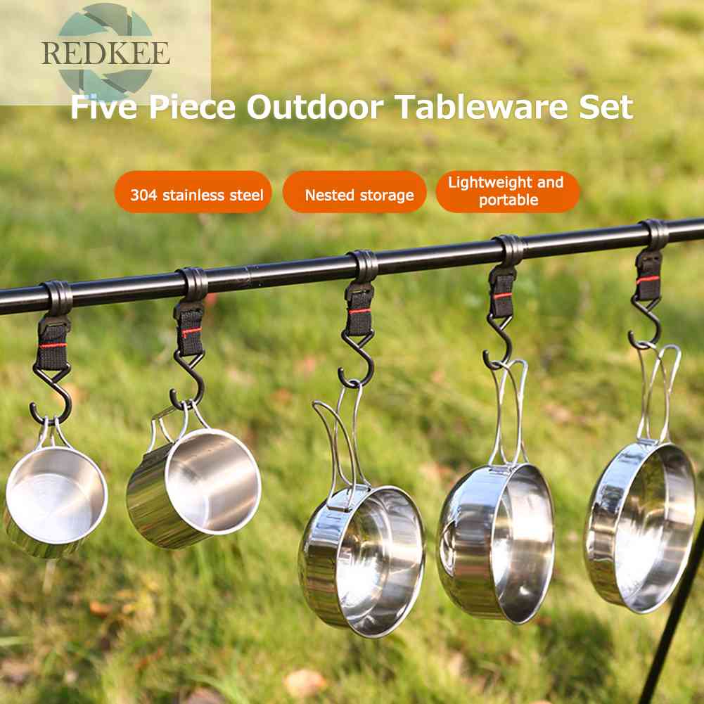 Bộ 5 Dụng Cụ Nấu Ăn Chống Mòn Có Thể Gấp Gọn Tiện Dụng Mang Theo Du Lịch