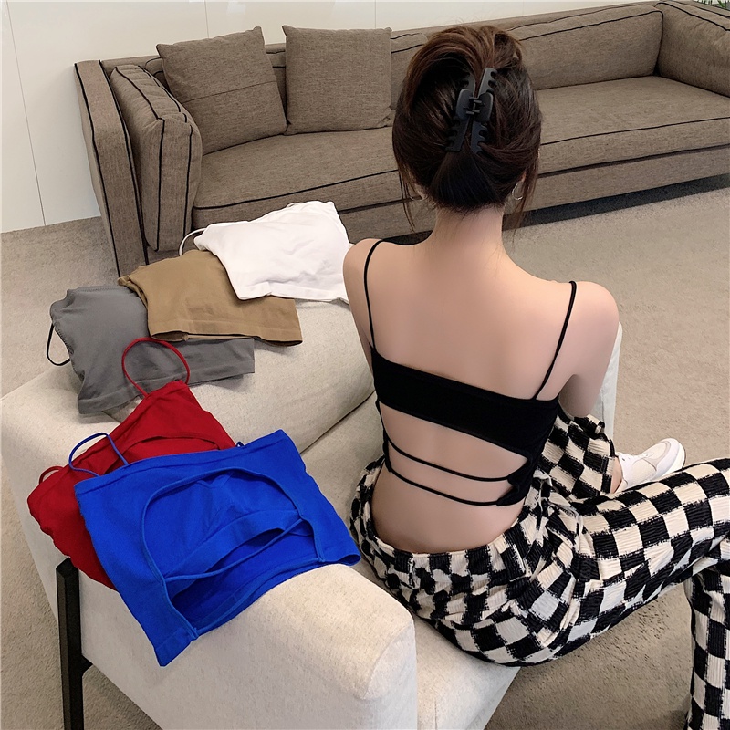 Áo Hai Dây Dáng Ngắn Ôm Sát Màu Sắc Trơn Thời Trang Mùa Hè Quyến Rũ Cho Nữ