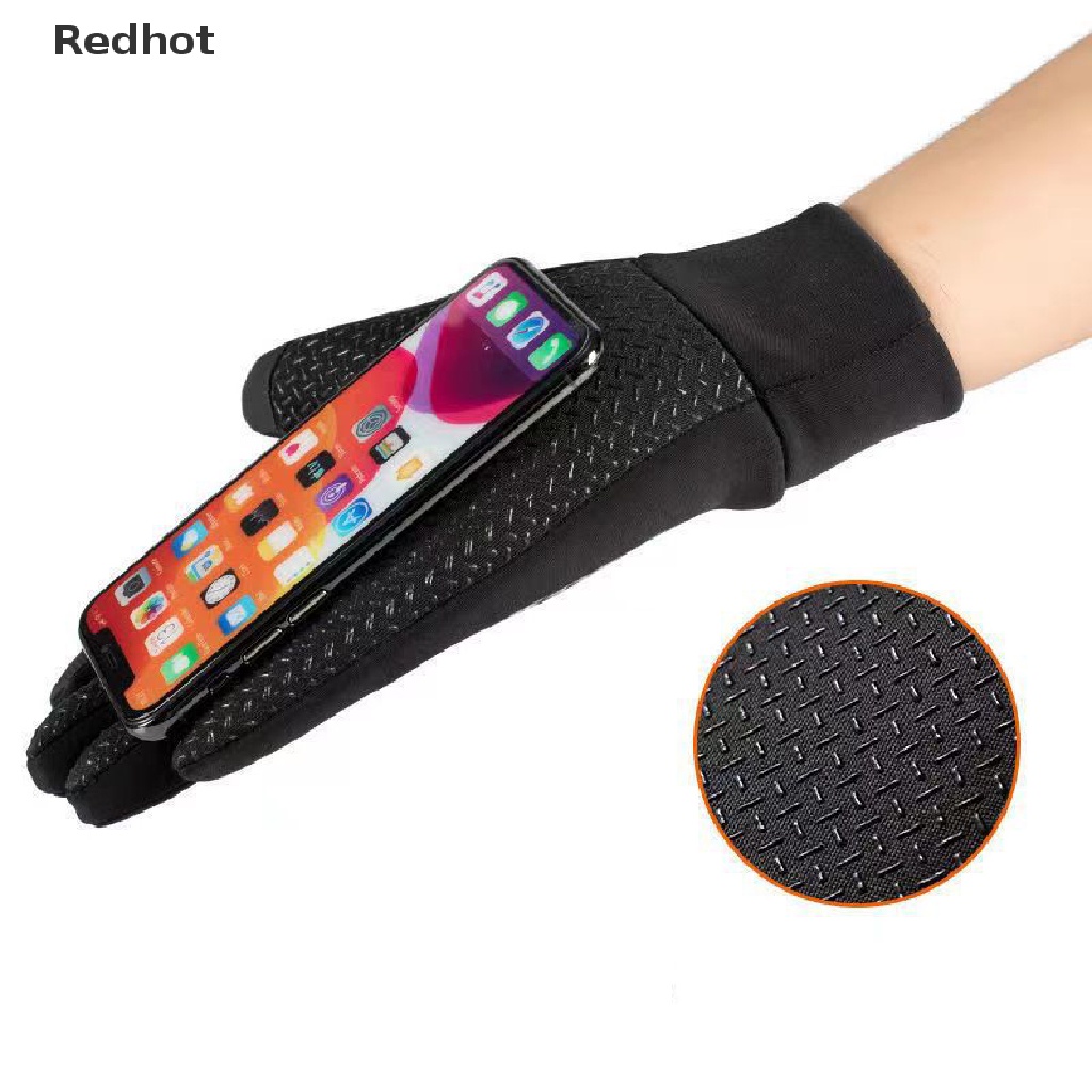 &lt; Redhot &gt; Găng Tay Chạy Xe Đạp Unisex Chống Thấm Nước Giữ Nhiệt Dùng Được Màn Hình Cảm Ứ
