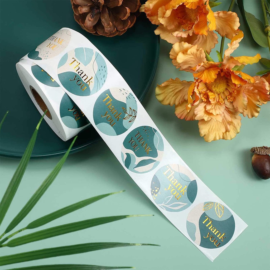 Cuộn 500 Nhãn Dán Tròn In Chữ Thank You Trang Trí Túi Quà