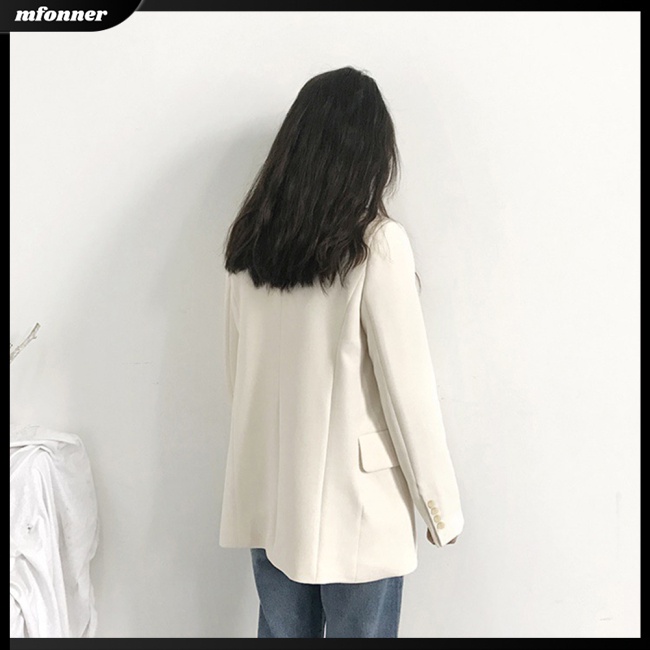 Áo Khoác Tay Dài Dáng Rộng Màu Sắc Thời Trang Cho Nữ