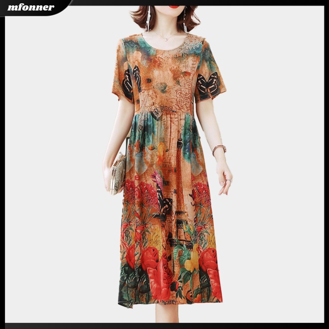 Đầm Nữ Dáng Rộng Eo Cao Họa Tiết In Thời Trang Cá Tính