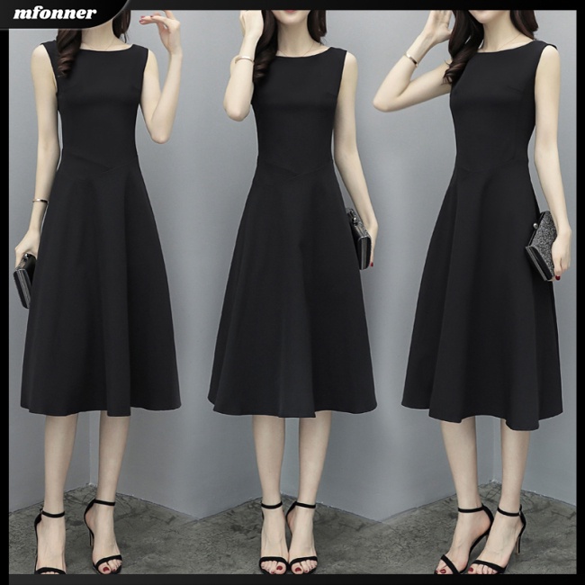 Đầm Chữ A Không Tay Màu Trơn Thời Trang Dành Cho Nữ