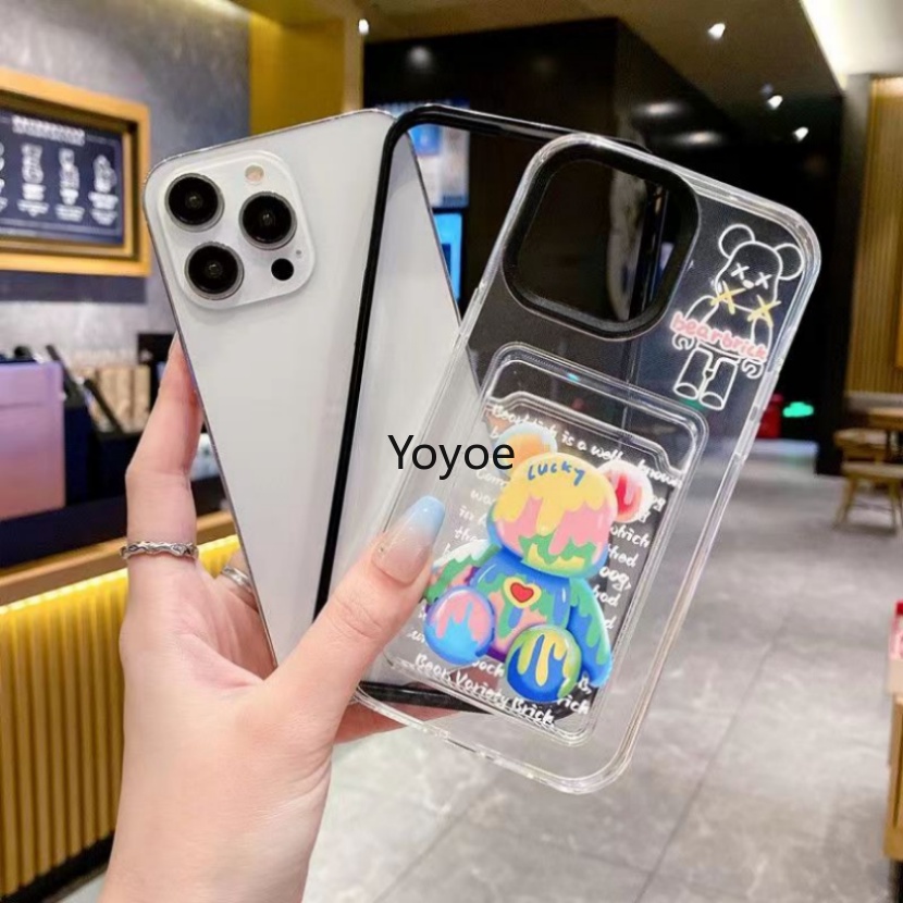 Ốp Điện Thoại Silicon Mềm Dạng Ví Hình Gấu Bạo Lực Thời Trang Mới Cho iPhone 13 11 12 14 Pro Max X XR XS Max 7 8 Plus SE