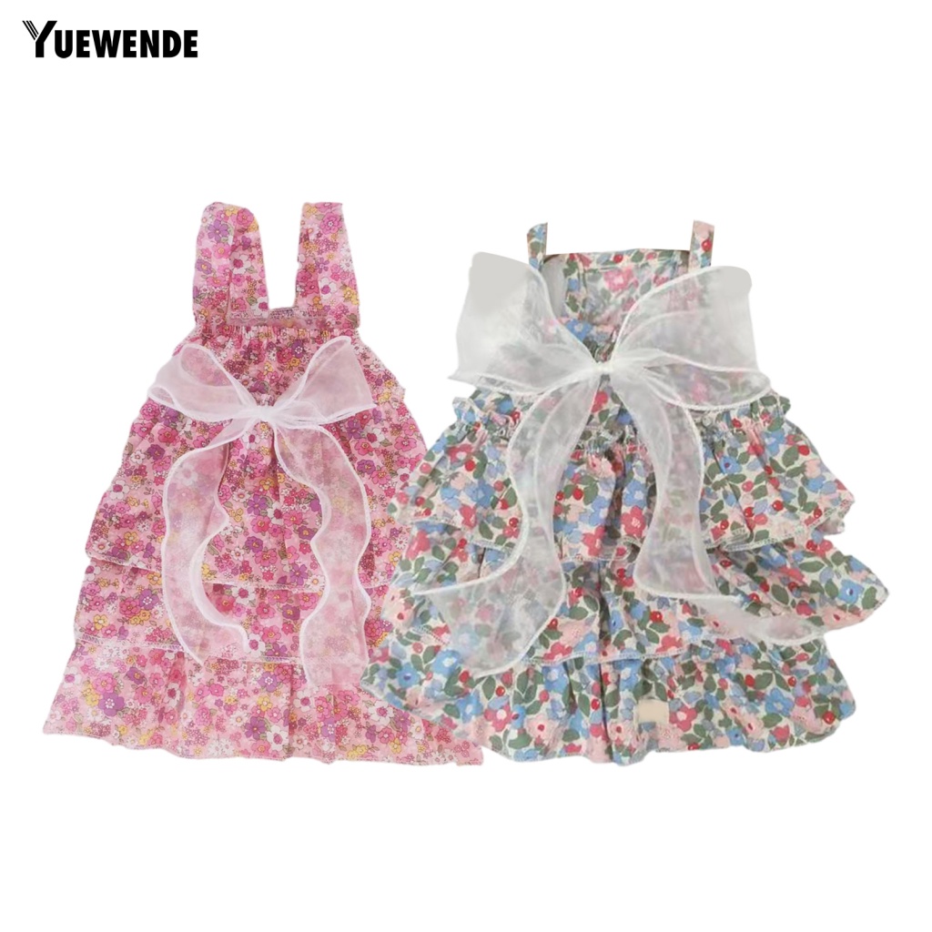 Đầm Hai Dây Đính Nơ Thoáng Khí Thoải Mái Thời Trang Mùa Hè Cho Cún Cưng