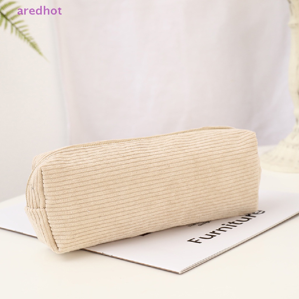 Aredhot Túi Đựng Bút Bằng Vải Nhung Kẻ Hình Cá Mập Dễ Thương Sức Chứa Lớn Mới
