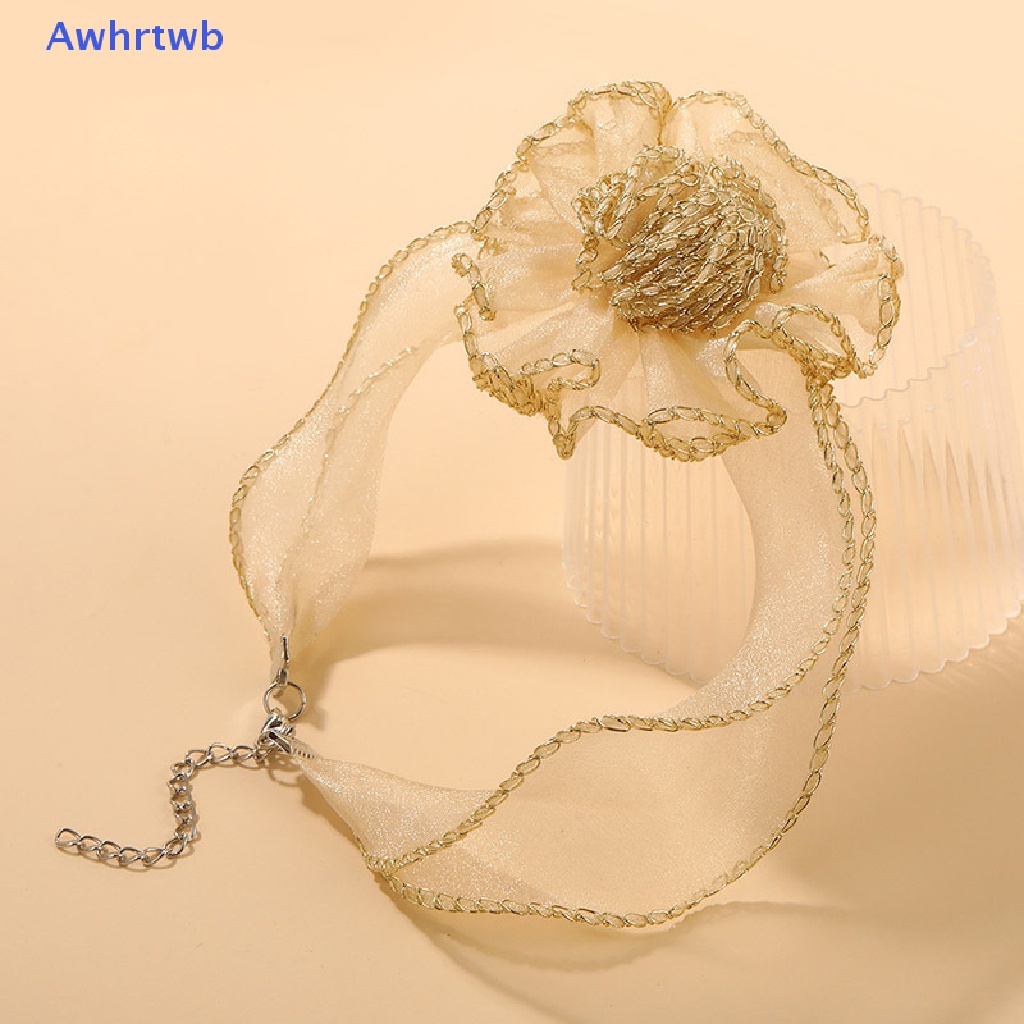 Vòng Cổ Choker Vải Lưới Ba Chiều Trong Suốt Mặt Hoa Đơn Giản Mới