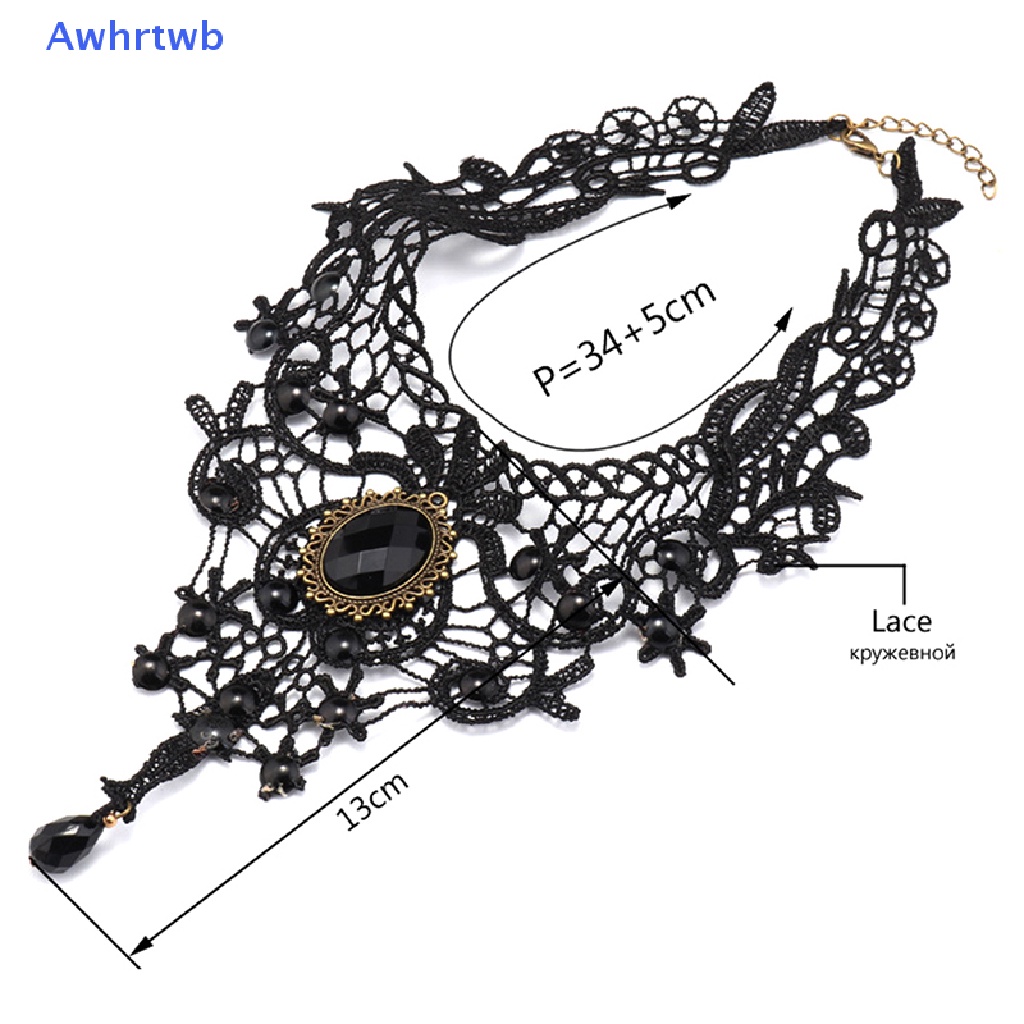 Vòng Cổ Choker Ren Đính Đá Quý Phong Cách Gothic Quyến Rũ Cho Nữ Mới