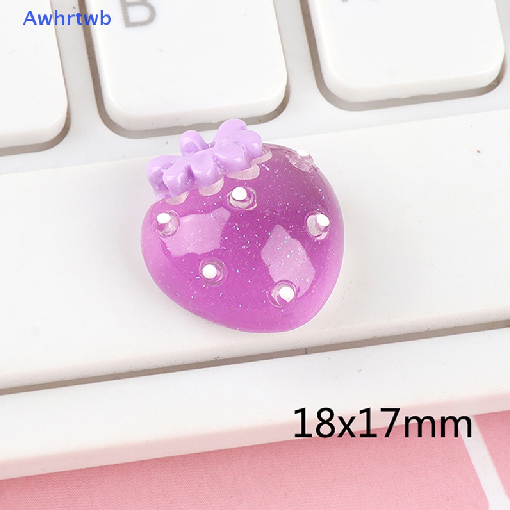 Set 5 Phụ Kiện Trang Trí Móng Tay Hình Trái Dâu 3D Dạ Quang Xinh Xắn Mới