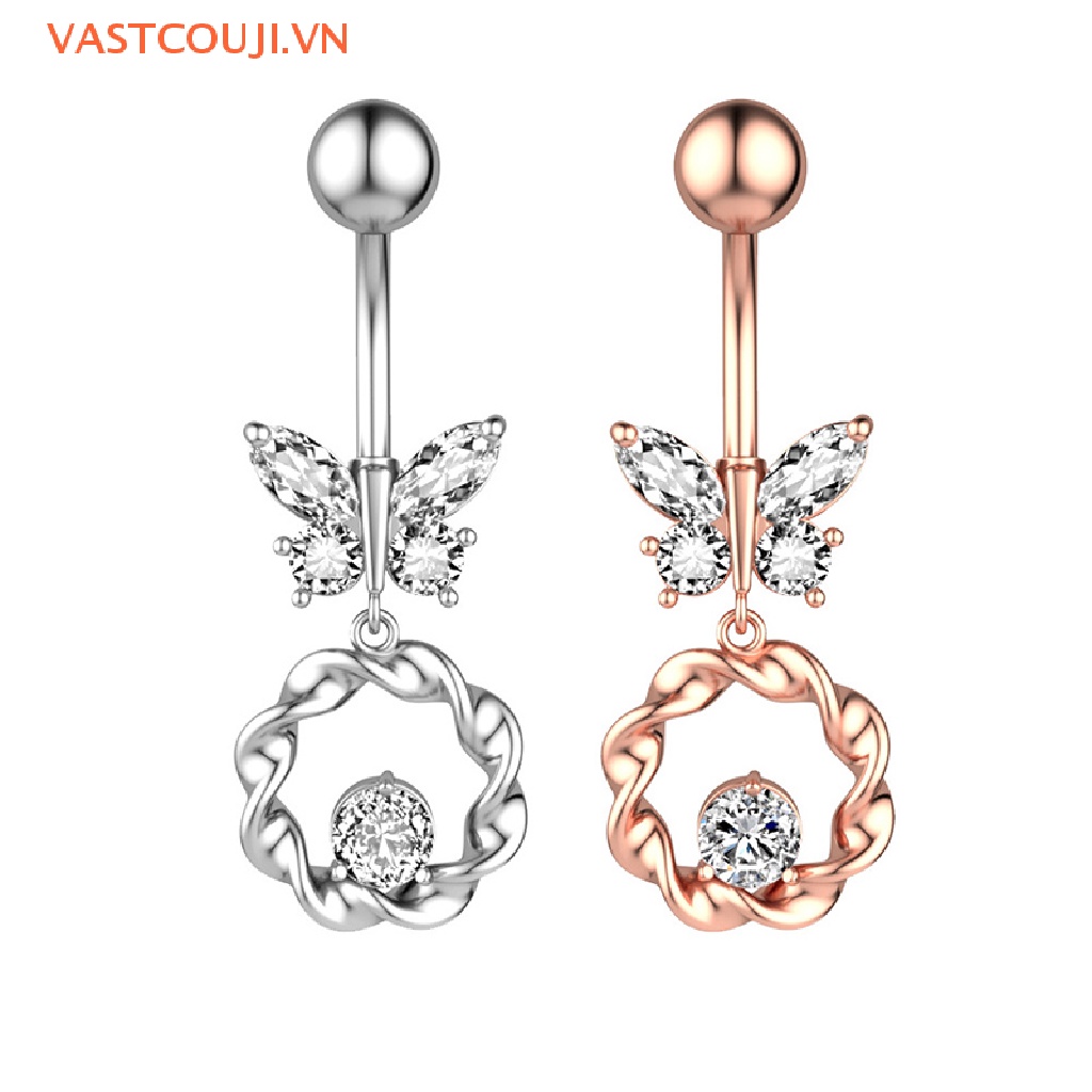 Khuyên RốN HìNh BướM ĐíNh Đá BằNg ThéP Không Gỉ