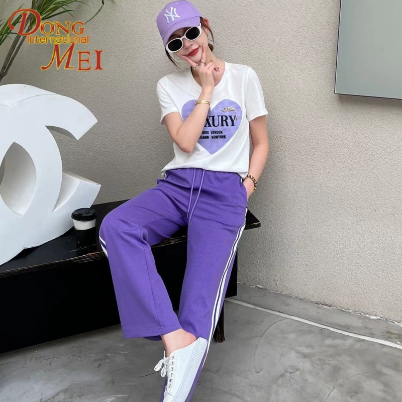Set Đồ Thể Thao Hai Mảnh Gồm Áo Thun Ngắn Có Mũ Trùm Và Quần Dài Thoáng Khí Thời Trang Năm Mới 2023