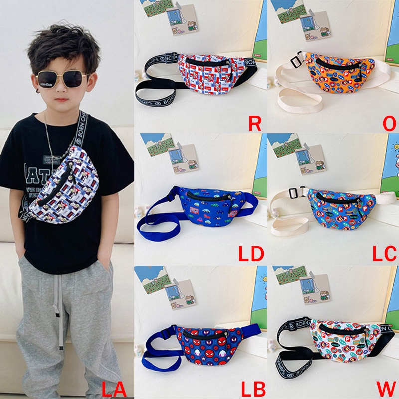 Khung Thành Cho Bé Chất Lượng Cao❤Túi Đeo Chéo Họa Tiết Hoạt Hình Phong Cách Phương Tây Cho Bé Trai