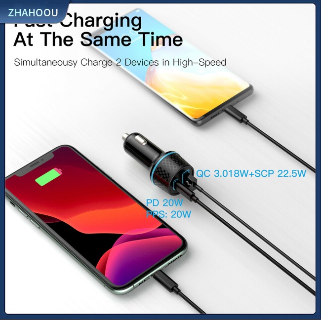 ☃Phụ Kiện Trang Trí Nhà Cửa Kiểu Dáng Dễ Thương Xinh Xắn☃ Tẩu Sạc Usb Qc3.0 Pd20w Hai Kênh Siêu Mỏng Có Đèn Led Xanh Dương Cho Điện Thoại Di Động