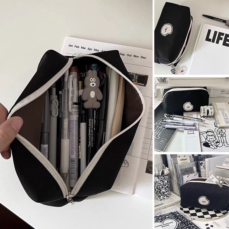 Túi Đựng Bút Ohaya Bằng Vải Canvas Màu Đen Sức Chứa Lớn Siêu Bền RYVN