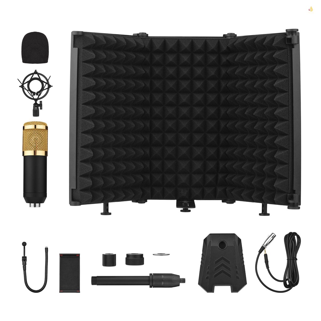 (mynivn) Màn Hình Cách Âm + Bộ Micro Có Thể Gập Lại Nhỏ Gọn Chắn Gió 3 Pha Xốp Phản Quang Tiếng Ồn Thấp Tiếng Ồn Thấp Kèm Thanh Hỗ Trợ Ba