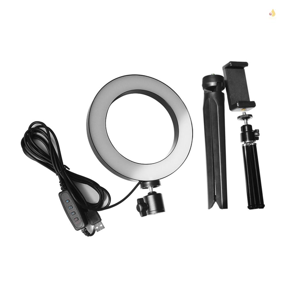 Vòng Đèn LED 6inch 3 Màu 3500-6500K 10 Mức Độ Điều Chỉnh Được Kèm Giá Đỡ Điện Thoại Và Gậy Ba Chân Hỗ Trợ Quay Video YouTube Trang Điểm