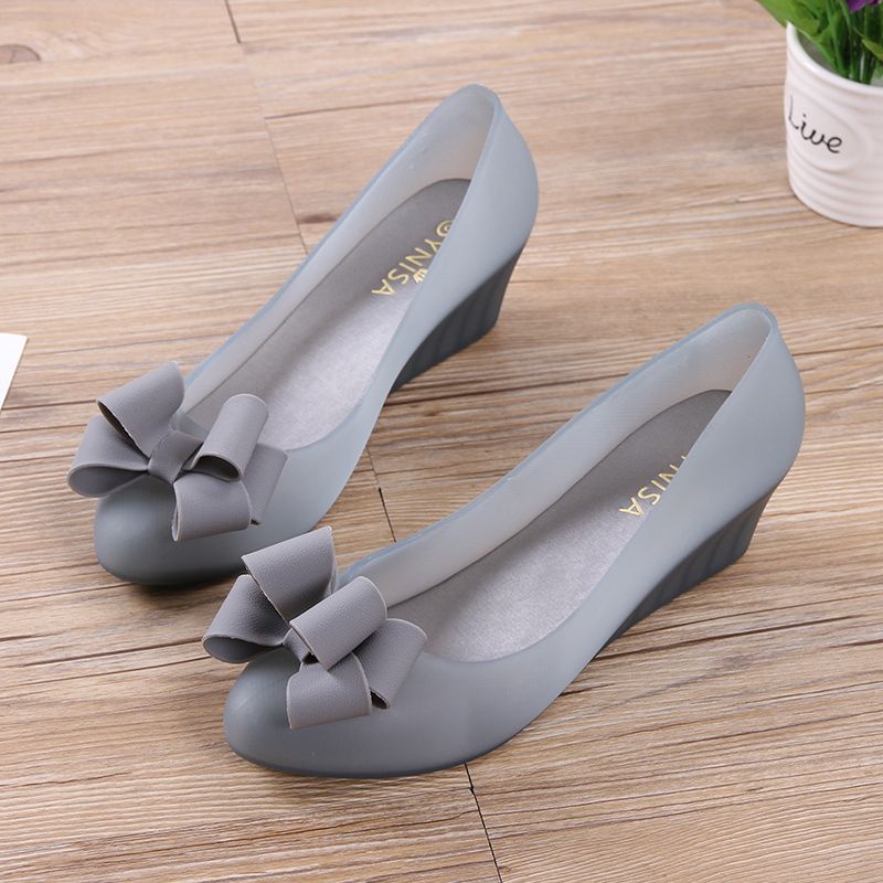 Giày Búp Bê Đế Xuồng Miệng Nông Bằng Nhựa Dẻo Chống Thấm Nước Mưa Chống Trượt Thời Trang Ngọt Ngào Cho Nữ