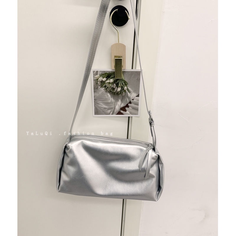 Túi Xách Đeo Vai / Kẹp Nách Màu Bạc Thời Trang Mùa Hè Hàn Quốc 2023 Mới Cho Nữ