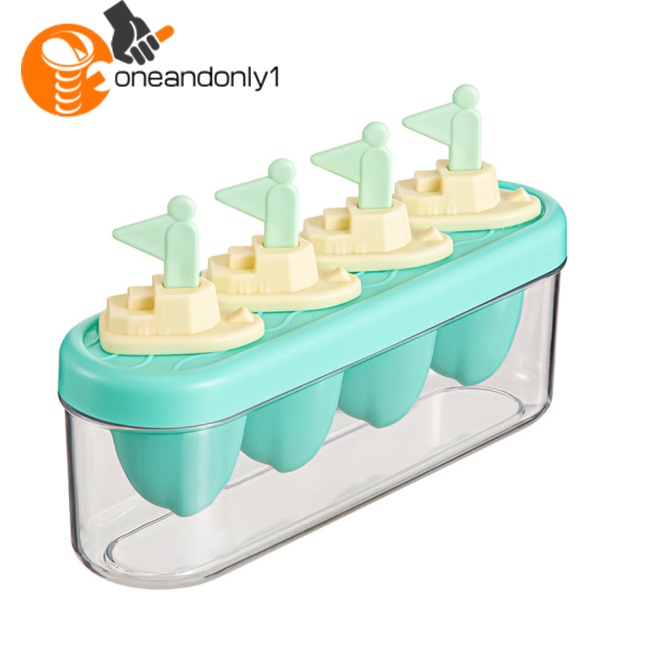 Bộ Khuôn Làm Kem Que Thủ Công Dễ Lắp Đặt Kèm 4 Que Kem Có Thể Tái Sử Dụng