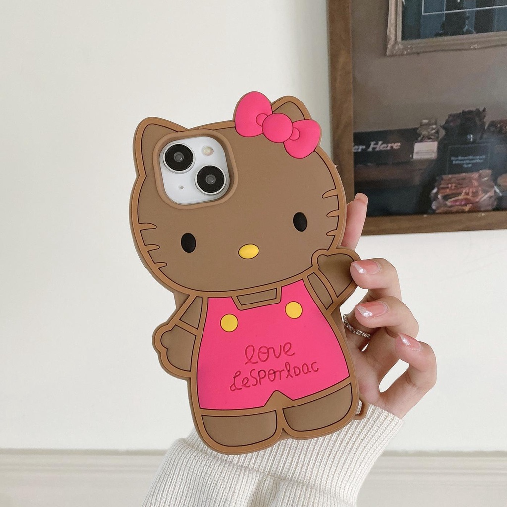 Ốp Điện Thoại TPU Dẻo Họa Tiết Hoạt Hình Kitty 3D Dễ Thương Chống Rơi Cho iPhone 13 12 11 14 PRO MAX