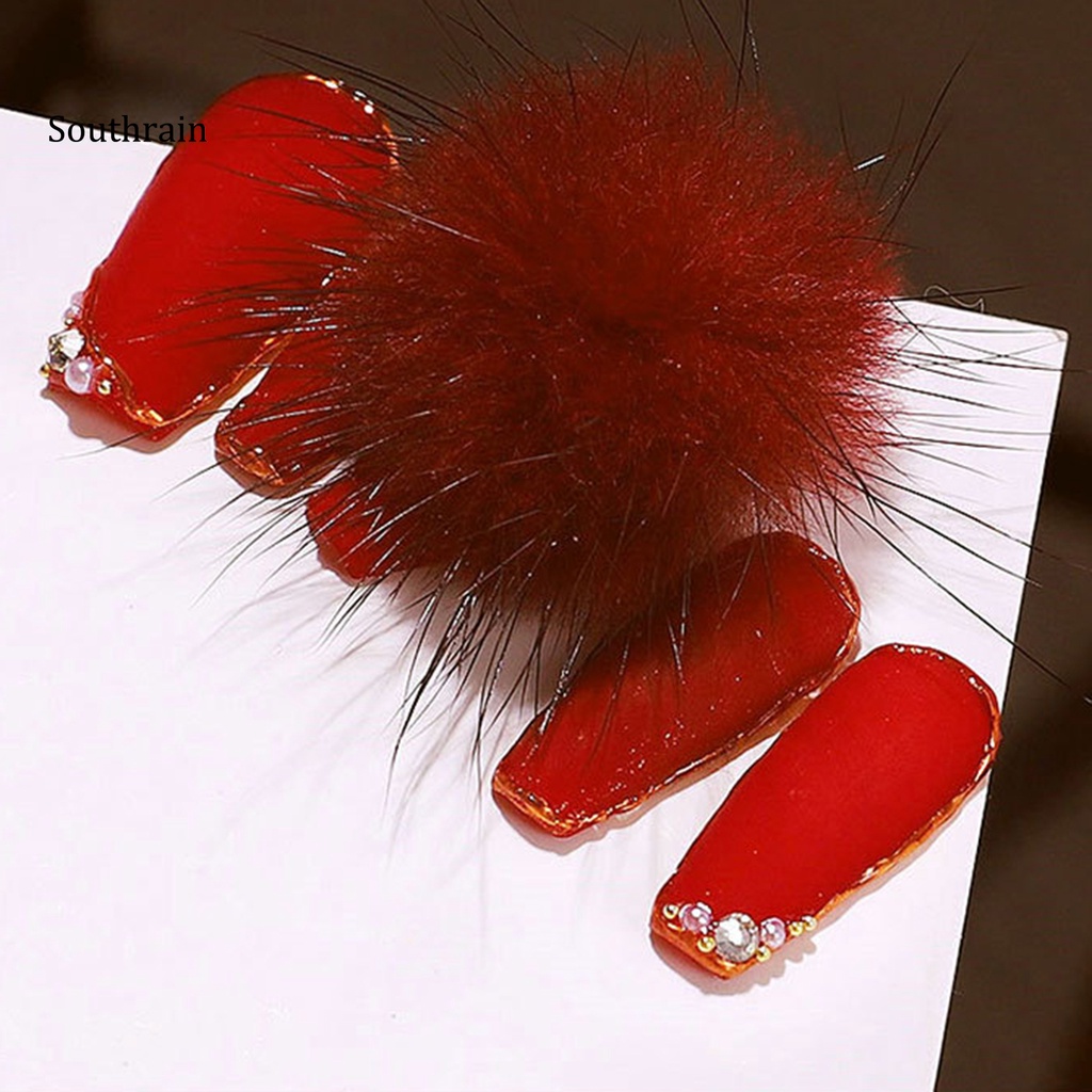 Phụ Kiện Trang Trí Móng Tay Màu Sắc Trơn Đính Bóng Lông Dễ Tháo Rời Cho Nữ