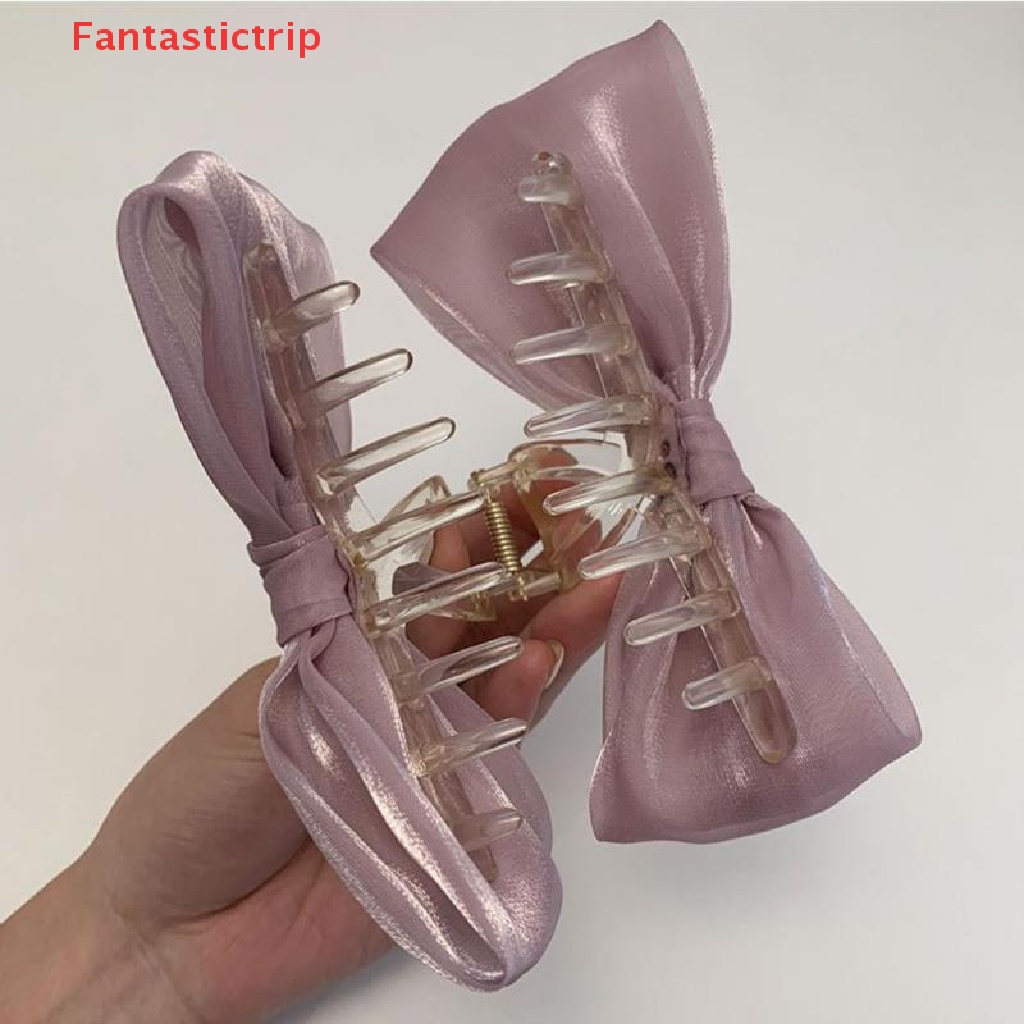 Kẹp Tóc Nơ Lưới Đính Ruy Băng Thanh Lịch Cho Nữ [Fantastictrip] Mới