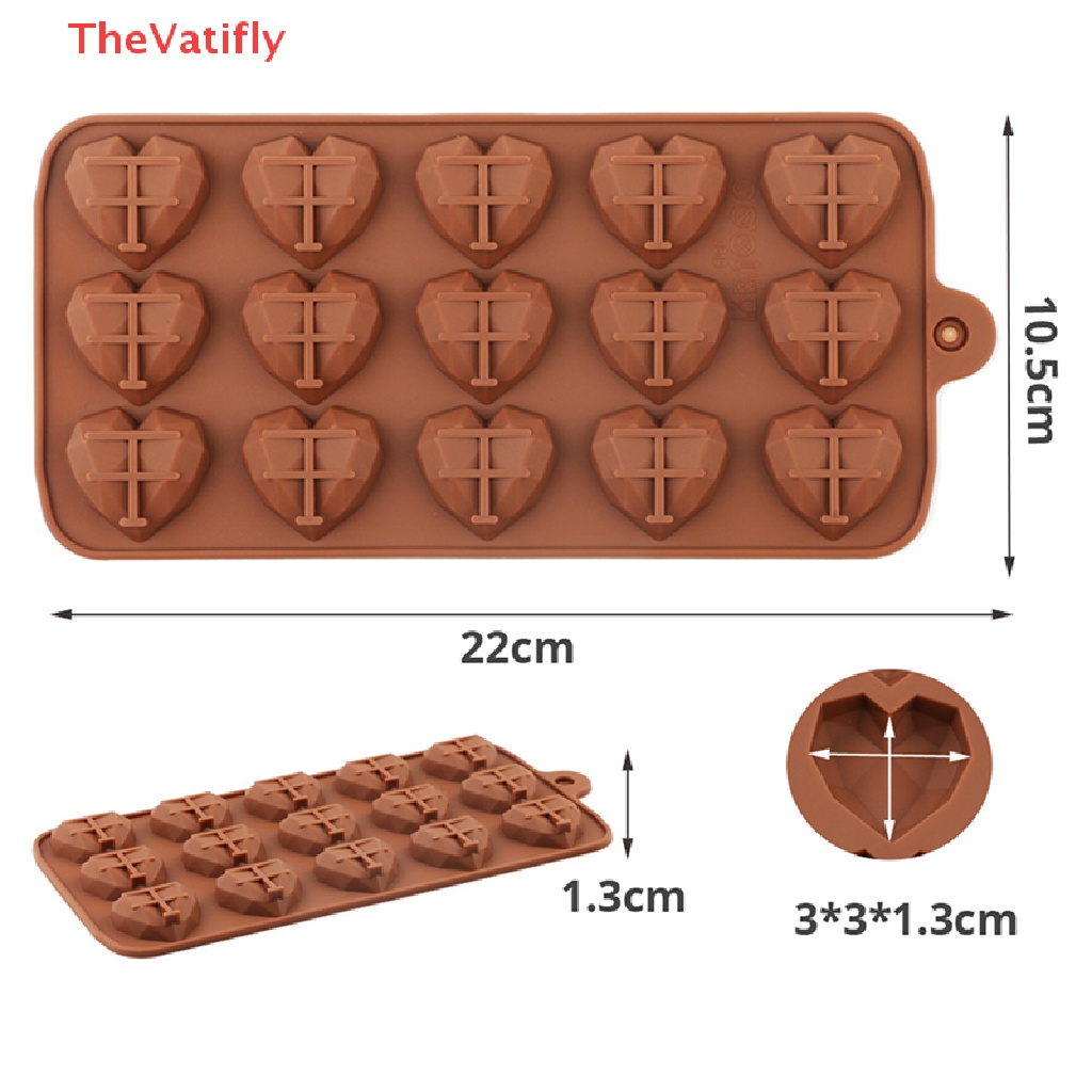 Khuôn Silicone 15 Ngăn Tạo Hình Trái Tim Làm Bánh Kẹo