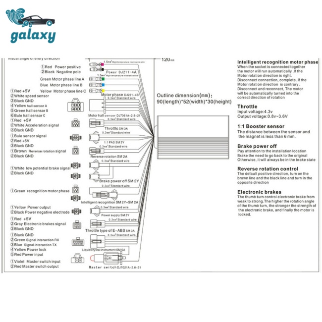 Galaxy Bộ Điều Khiển Tốc Độ Động Cơ Không Chổi Than 24v 36v 350w Màn Hình Lcd Cho Xe Đạp Điện