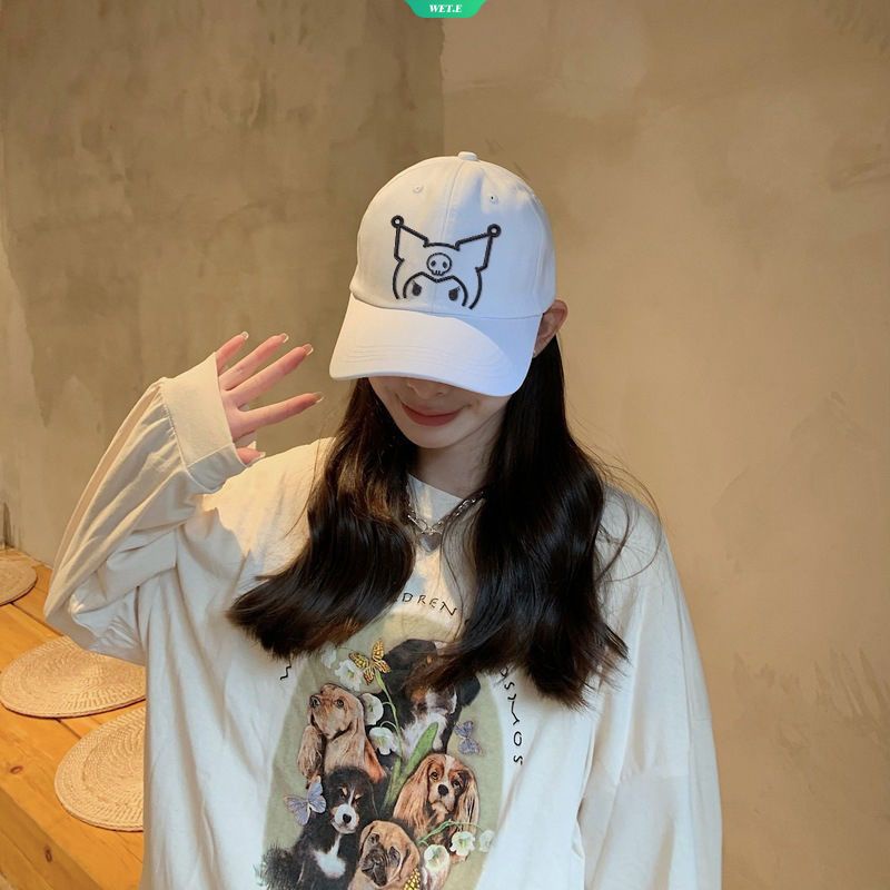 Mũ Lưỡi Trai Thêu Họa Tiết Sanrio Kuromi Thời Trang Cho Nữ