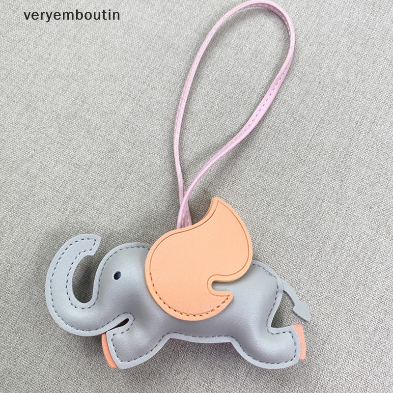 Móc Treo Chìa Khóa Bằng Da PU Hình Chú Voi Có Cánh Độc Đáo Trang Trí Túi Xách Nữ