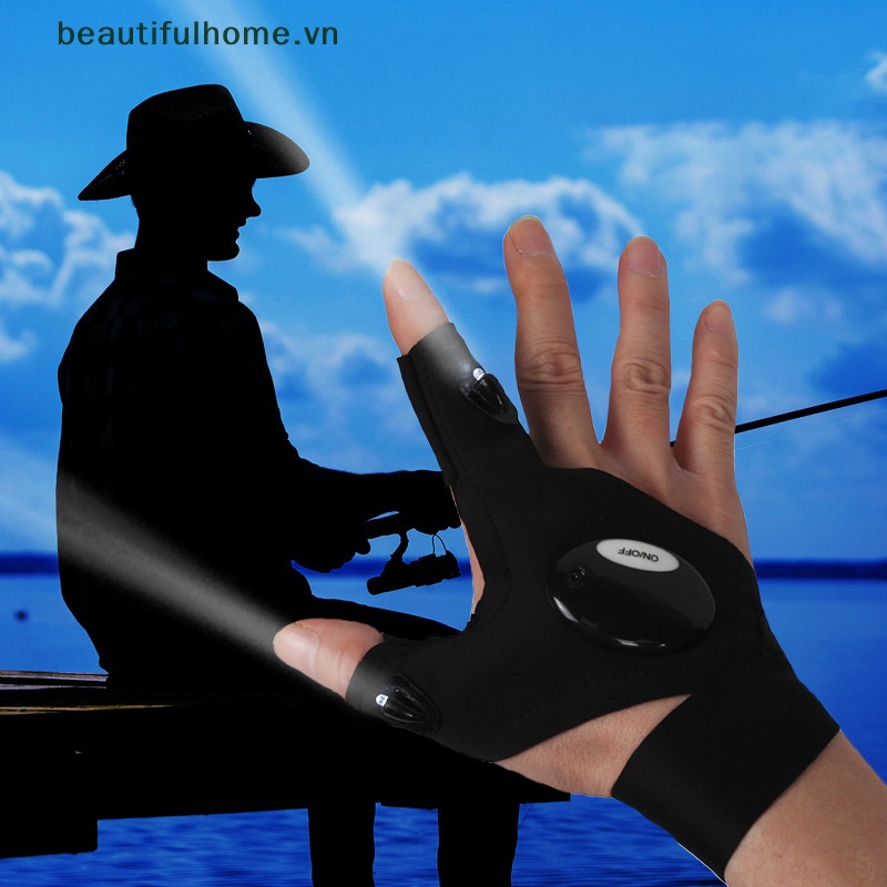 Găng Tay Không Ngón Tích Hợp Đèn Pin LED Có Thể Sạc Lại Tiện Dụng