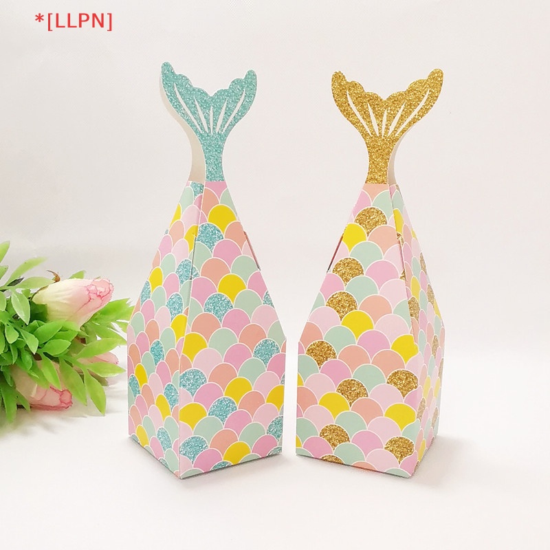 [loyaltysun] 10 Hộp Giấy Đựng Kẹo Quà Tặng Hình Đuôi Nàng Tiên Cá Nhỏ Nhắn