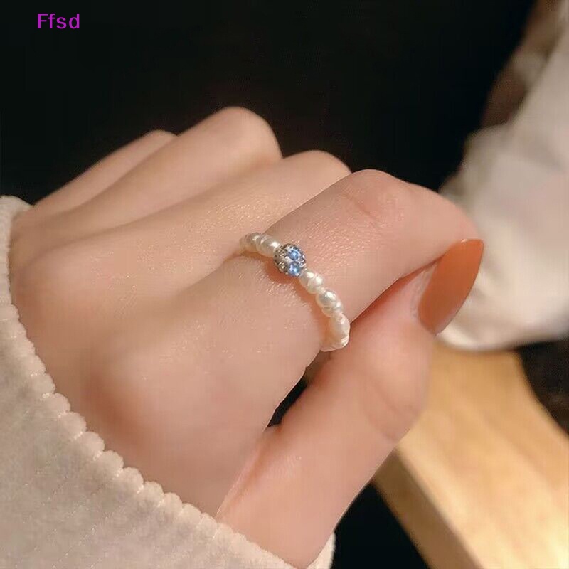 {Ffsd} Bộ 2 Nhẫn Mạ Bạc Đính Ngọc Trai Giả Lấp Lánh Phong Cách Hàn Quốc Dành Cho Nữ