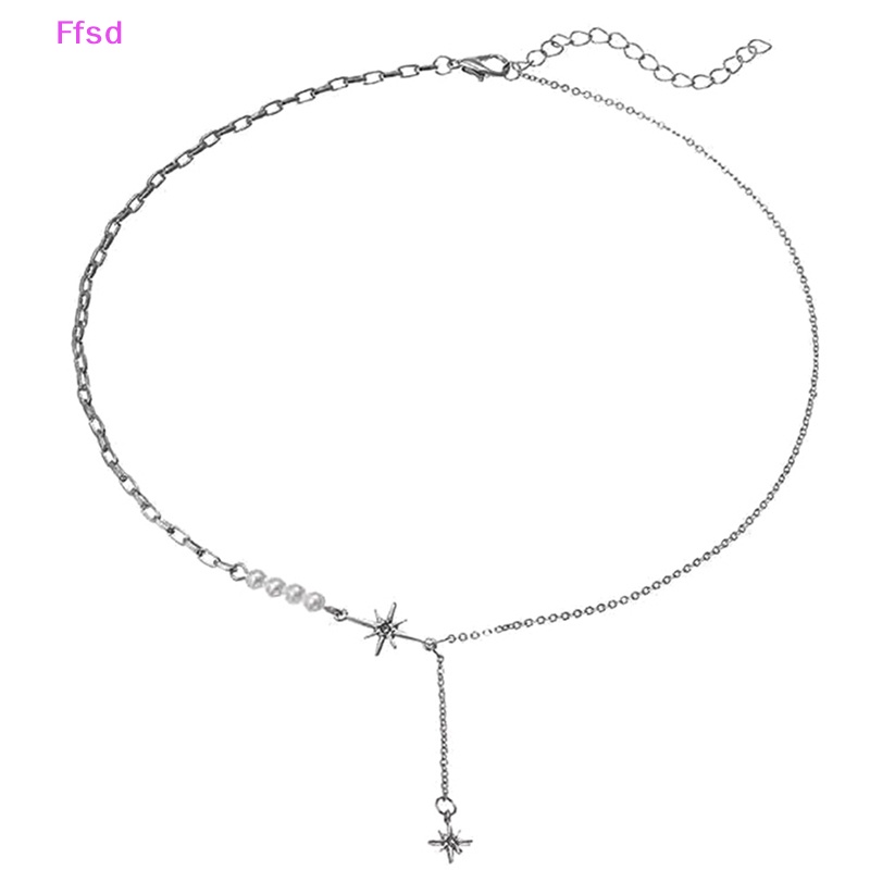 {Ffsd} Vòng cổ Thời Trang Hàn Quốc Gothic Punk Ngọc Trai Nhân Tạo Tám Ngôi Sao Cho Nữ