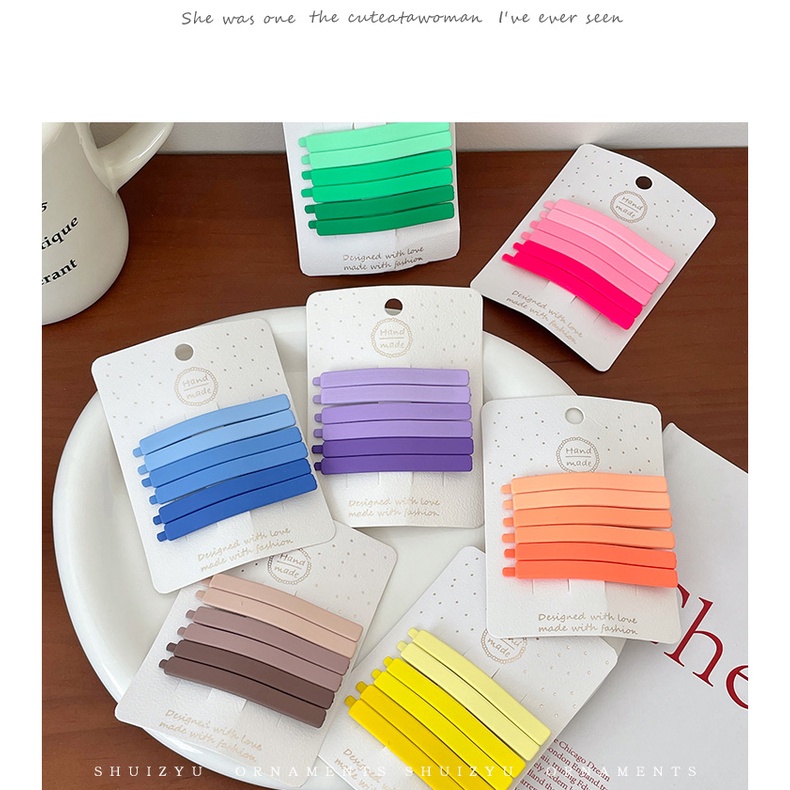 Bộ 6 Kẹp Tóc Một Bên Không Để Lại Dấu Vết Màu Sắc Dành Cho Bạn Gái