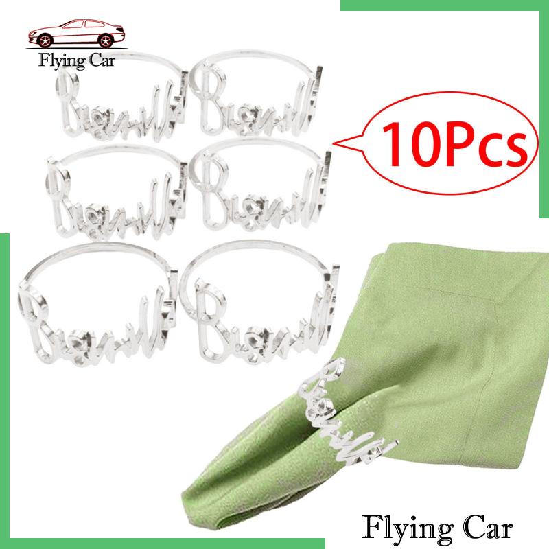 [Lzdjfmy2] Set 10 Khóa Khăn Ăn Hình Tròn Trang Trí Tiệc Ngày Lễ