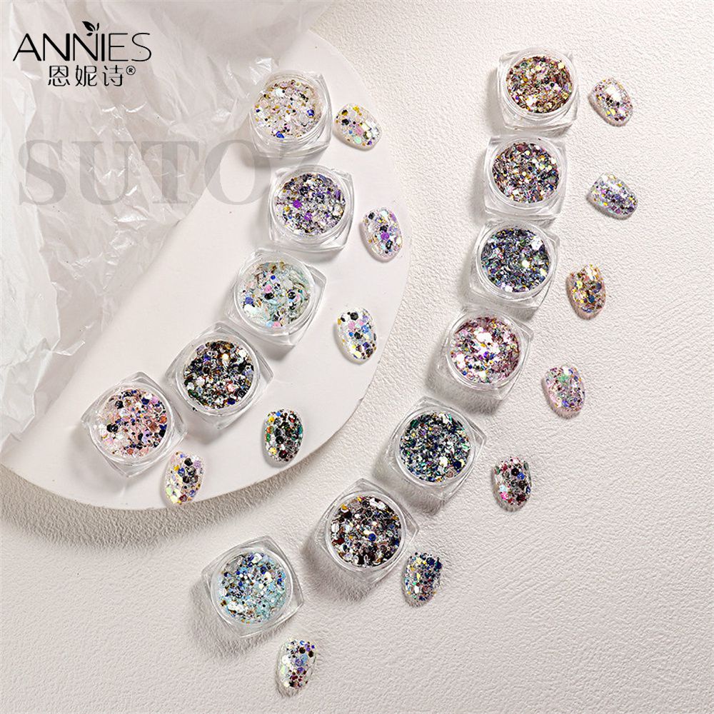 Sequin làm móng nghệ thuật ANNIES mỏng hình lục giác ba chiều lấp lánh cổ tích Nhật Bản 12 kiểu tùy chọn