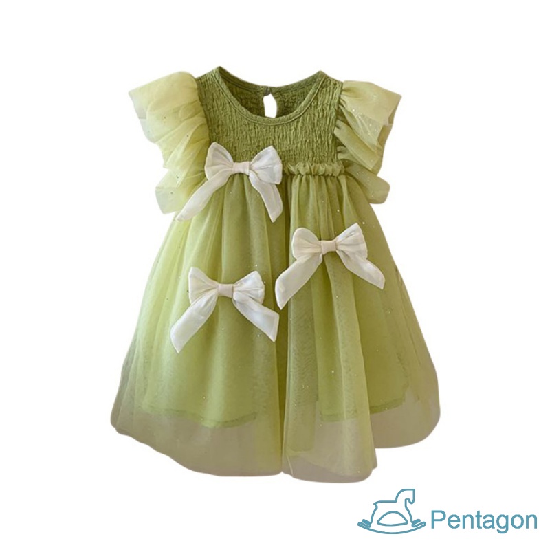 Đầm Vải Gạc Thông Thoáng Màu Xanh Lá Cây Thời Trang Mùa Hè Hàn Quốc Dễ Thương Dành Cho Bé Gái