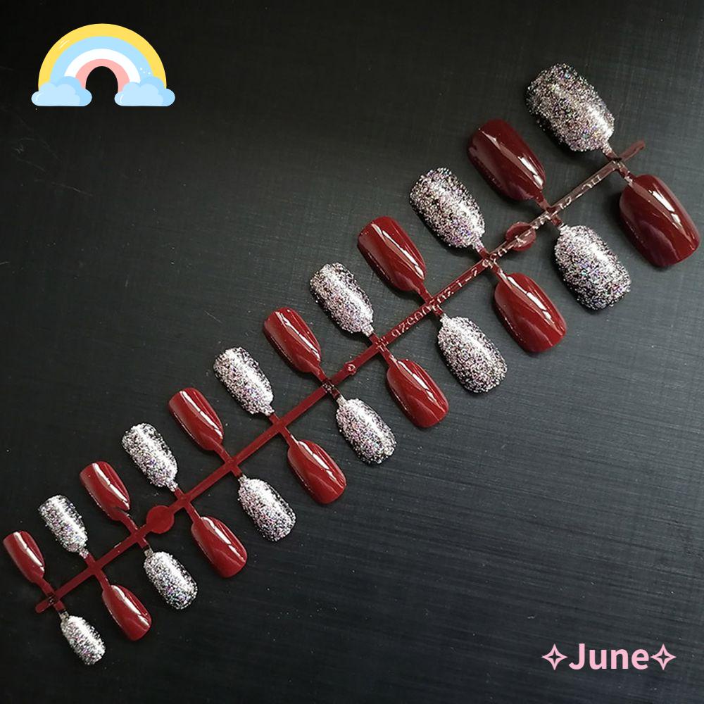 Bộ 24 Móng Tay Giả Hình Vuông Họa Tiết Da Báo Lấp Lánh