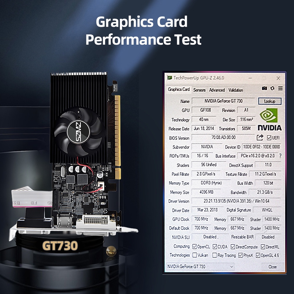 Card Đồ Họa Chơi Game GT730 4GB DDR3 128Bit PCI-E2.0 16X Kèm Quạt Tản Nhiệt Cho PC