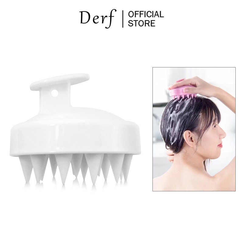 Bàn chải gội đầu Derf bằng silicon mềm bảo vệ tóc thư giãn da đầu