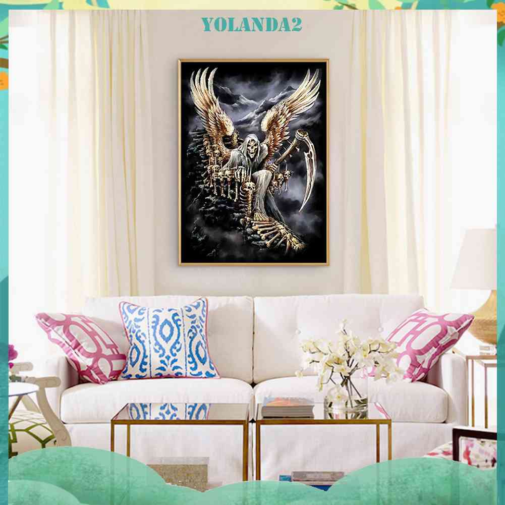 Tranh Đính Đá Kim Cương Toàn Bộ 5D DIY Hình Vẽ Bộ Xương Người Trang Trí Nhà Cửa