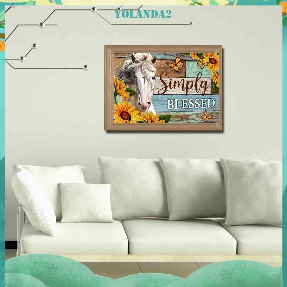 Tranh Đính Đá Kim Cương Toàn Bộ 5D DIY Hình Vẽ Hoa Hướng Dương Ngựa