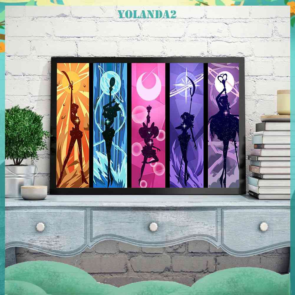 Tranh Đính Đá Kim Cương Toàn Bộ 5D DIY Hình Vẽ Thủy Thủ Mặt Trăng Dùng Trang Trí Nhà