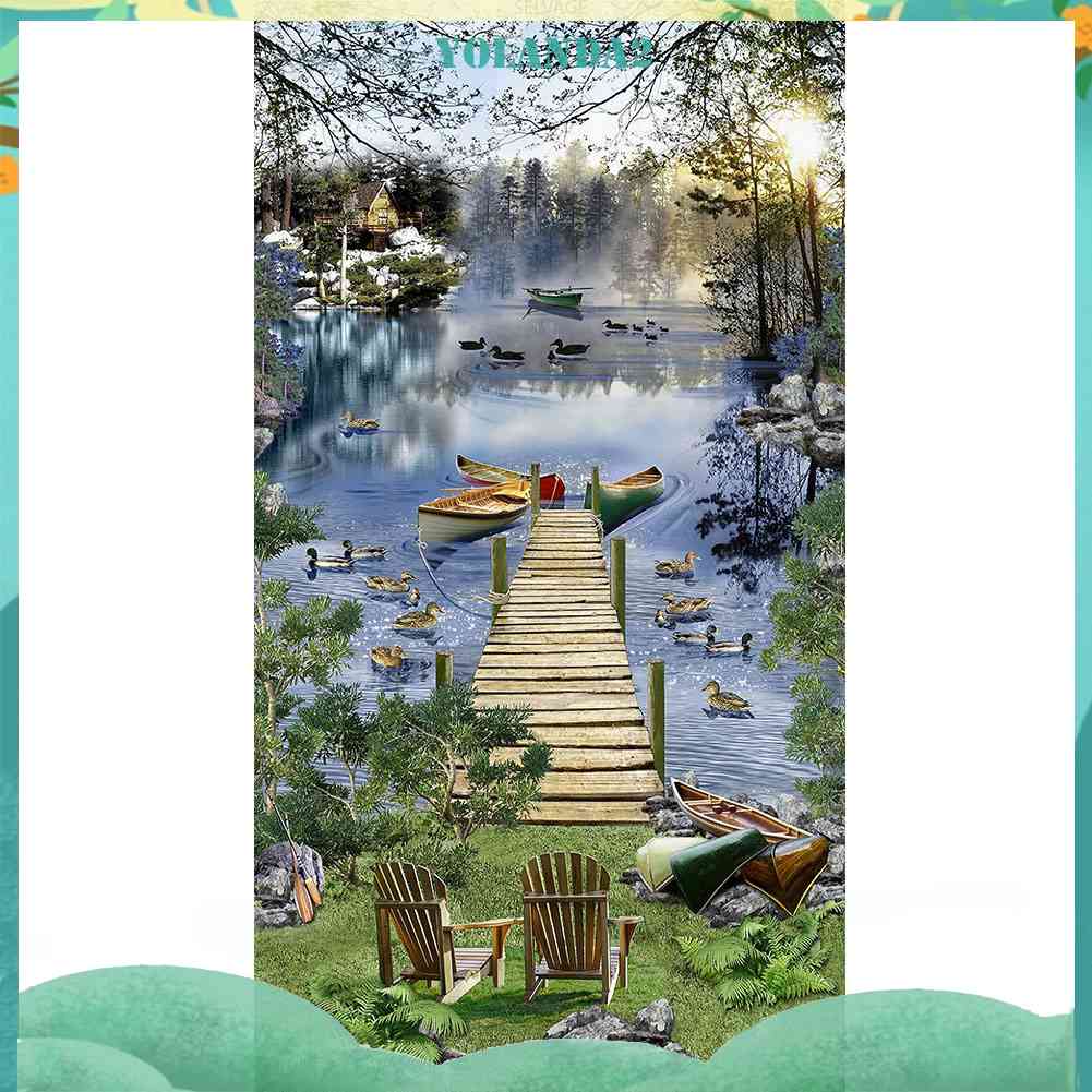 Bộ Tranh Đính Đá Toàn Diện Họa Tiết Đường Phố Hồ Độc Đáo Trang Trí Nhà Cửa