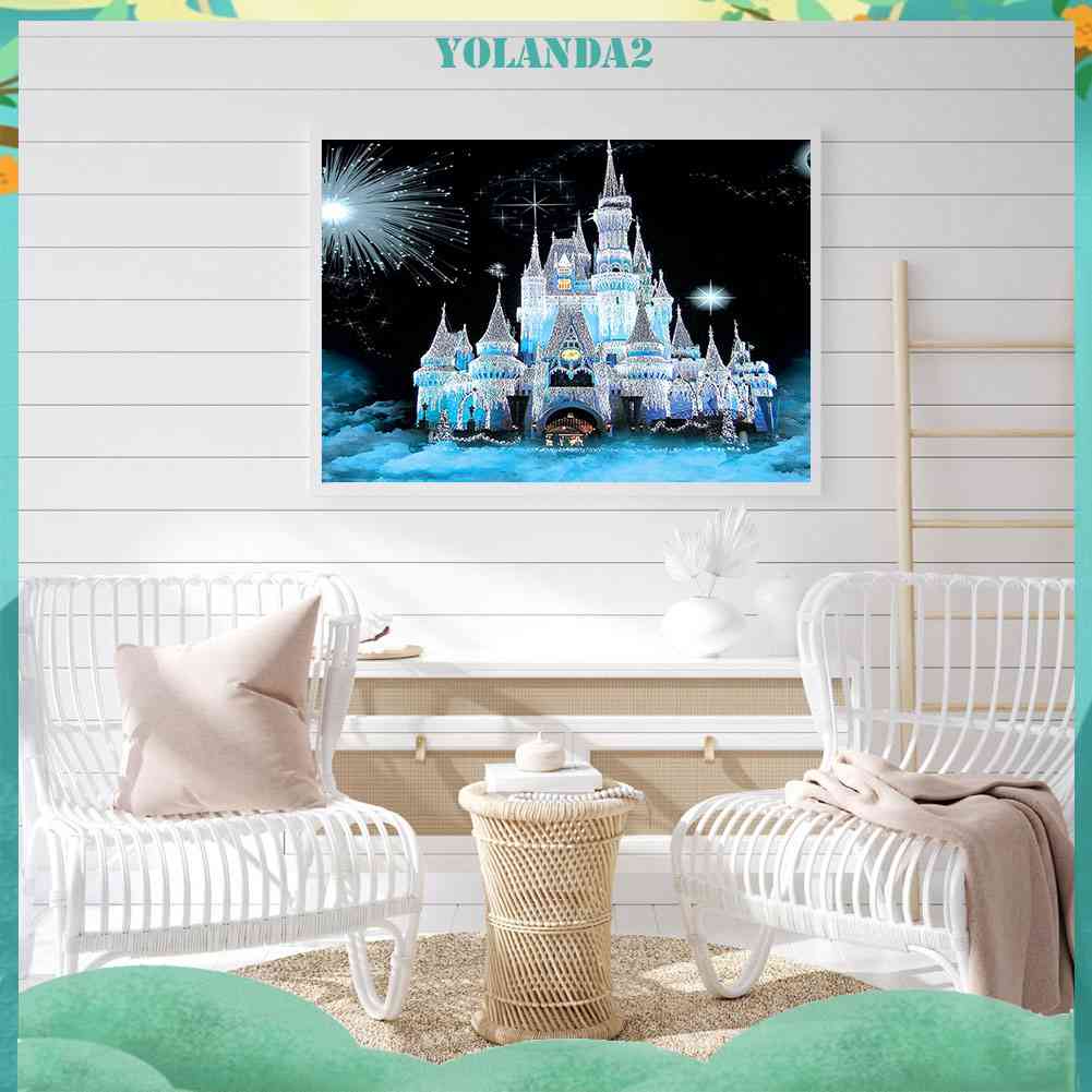 Tranh Đính Đá Kim Cương Toàn Bộ Hình Lâu Đài Tuyết DIY