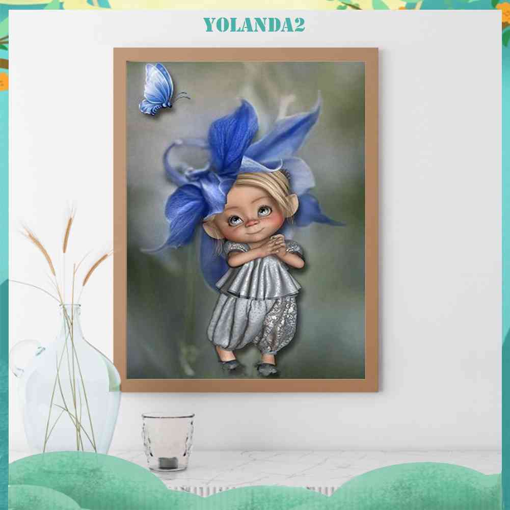 Tranh Đính Đá Kim Cương Toàn Bộ 5D DIY Hình Vẽ Búp Bê Mắt To