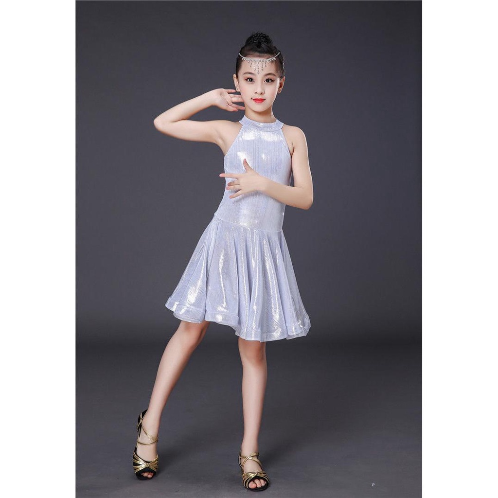 Đầm Khiêu Vũ Latin Không Tay Thời Trang Mùa Hè Cho Bé Gái